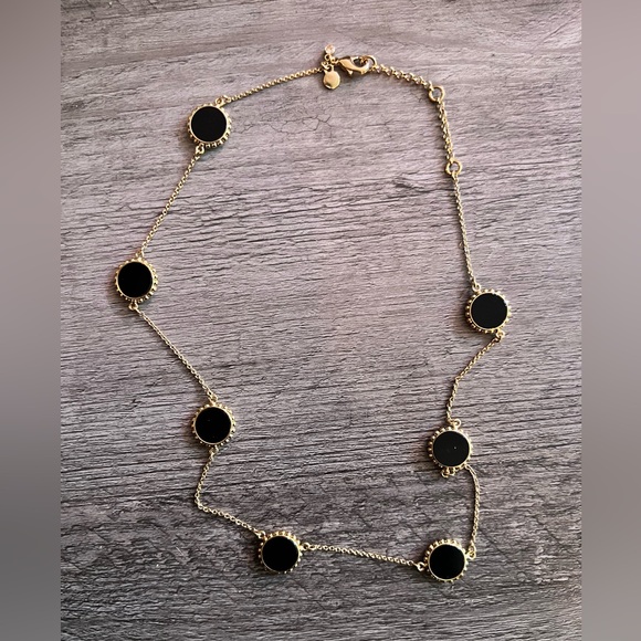 Ann Taylor Black Coin Station Necklace 16” - Picture 2 of 5